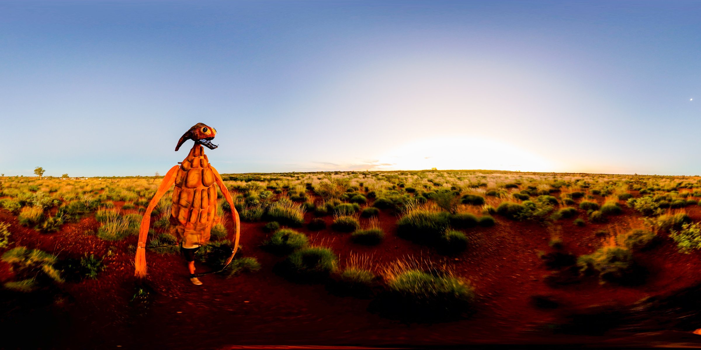 Marrga puppet at dusk under the moon, Pilbara Country